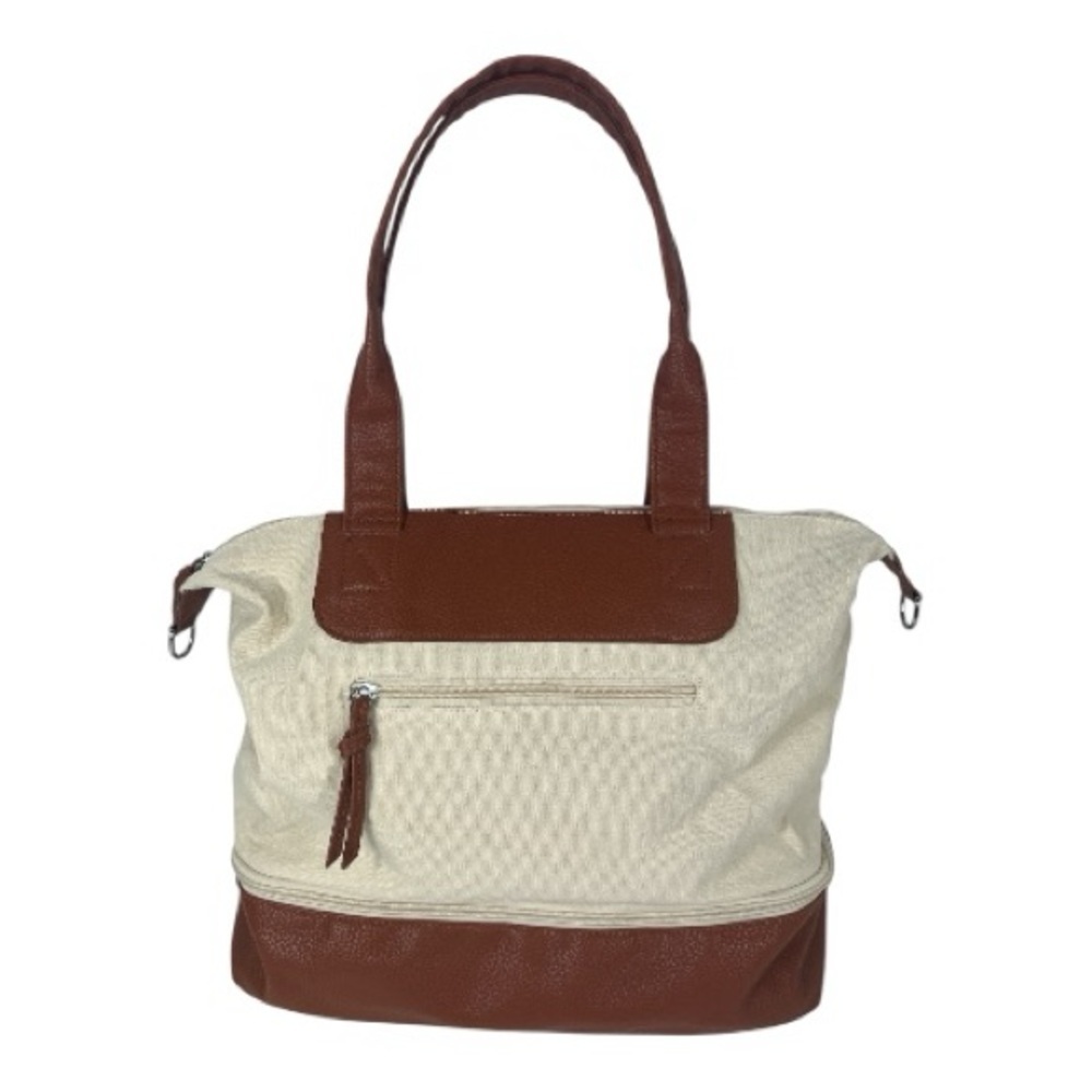 Graf Lantz Weekender Bag Tote Bag Cream & Brown - Picture 2 of 10